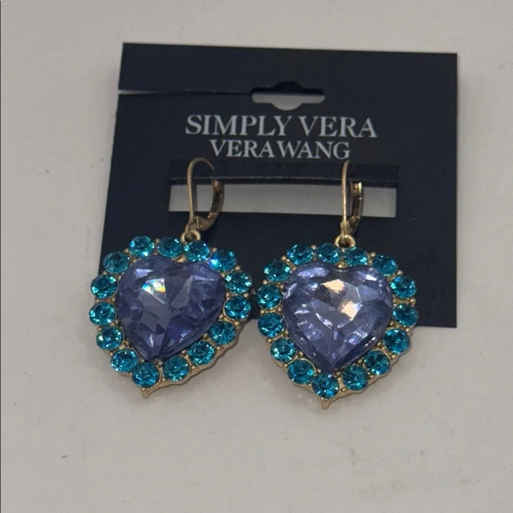 Simply Vera Vera Wang Heart-Shaped Blue and Purple Earrings - Picture 1 of 5